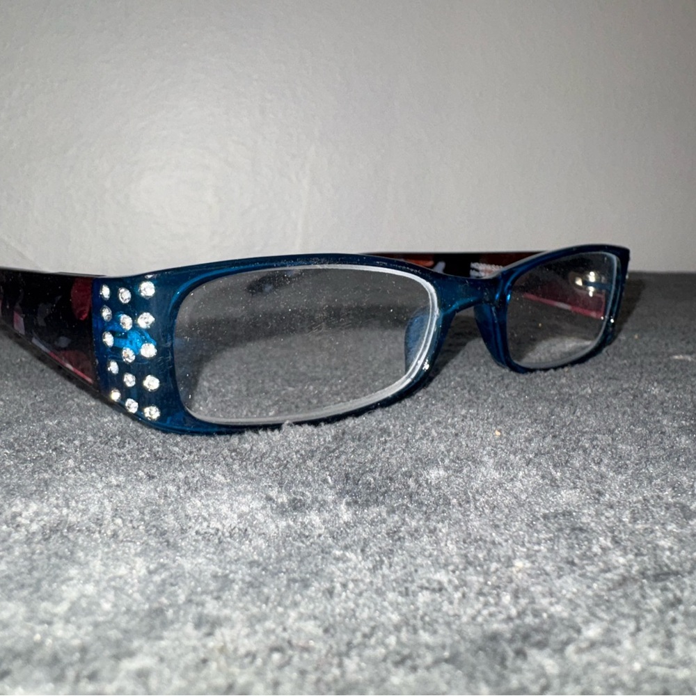 Blue Rhinestone Embellished Glasses